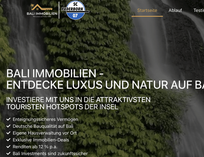 Baliimobilien - Luxus und Natur - Création de site internet