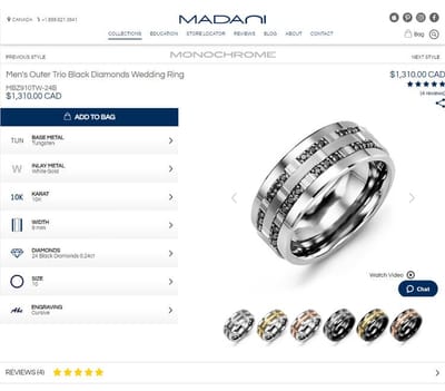 Online Product Configurator & Pricing System for Madani Rings - Software Development