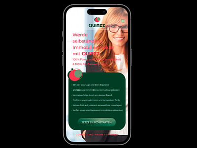Mobile Web Design QUINZZ. Mobile B2B Website - Grafikdesign