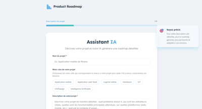 Product Roadmap - Assistant IA de rédaction de roadmap produit - Intelligence Artificielle