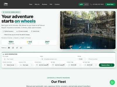 Playa Car Rental: car rental website with online booking - Website Creatie
