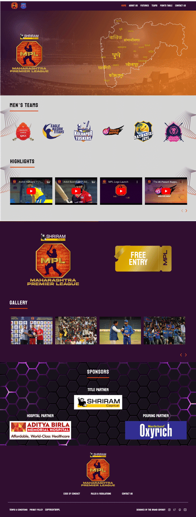 Maharashtra Premier League Website Design & Dev - Website Creation