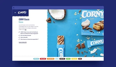 Markenwebsite für Corny - Création de site internet