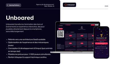 Unboared – Renfort d'équipe & quiz sur mesure pour espaces publics - Application mobile