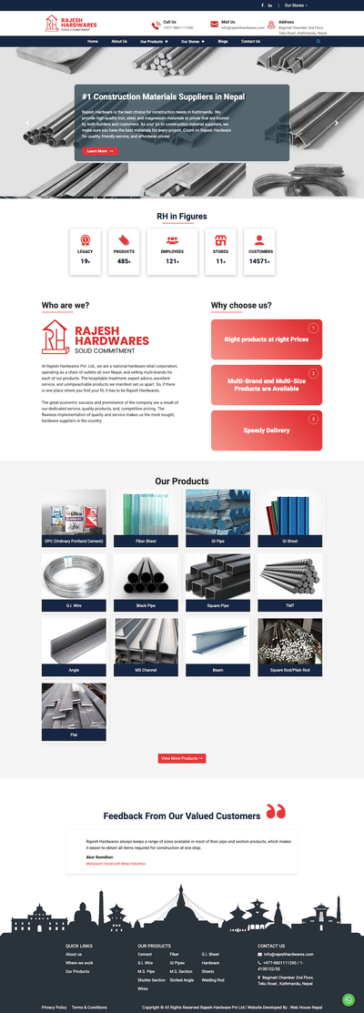 Web Design and Optimization of Rajesh Hardware - Creación de Sitios Web