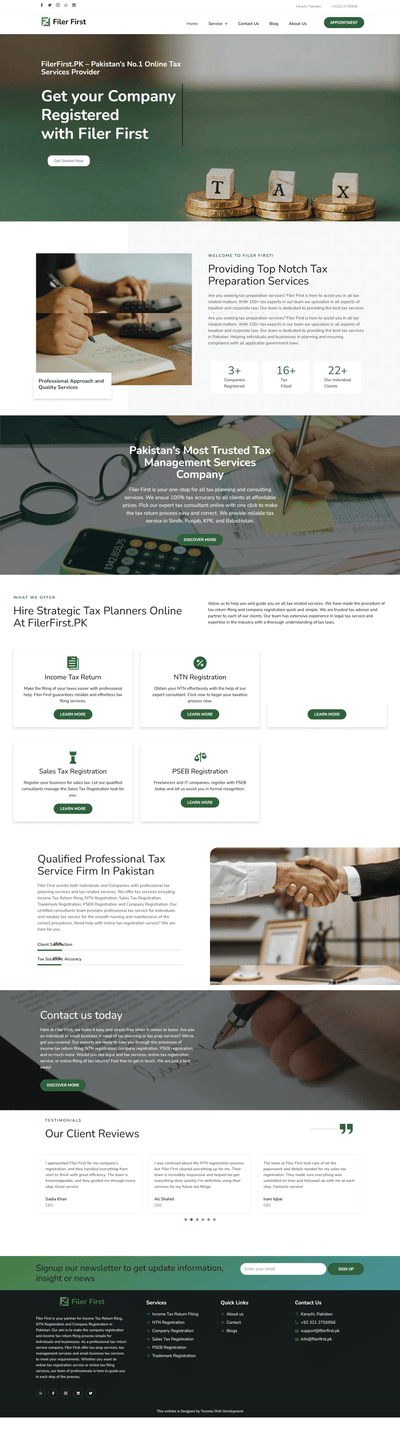 Filer First Website Creation - Creación de Sitios Web