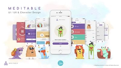 Meditable APP UX, UI & Character Design - Mobile App