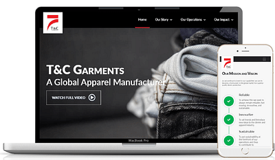 T & C Garments Website - Textgestaltung