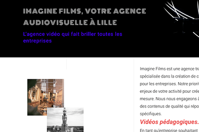 Site vitrine Imagine Films - Branding & Positioning
