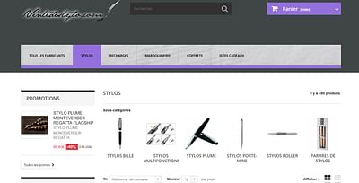 Création d'un site de vente en ligne de stylos - Webseitengestaltung
