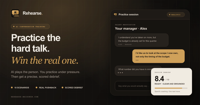 Rehearse : plateforme IA d'entraînement aux conversations - Ergonomie (UX/UI)