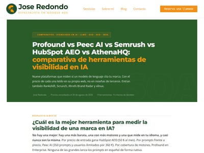 Comparativa de 9 herramientas de visibilidad en IA (2026) - Estudios de mercado