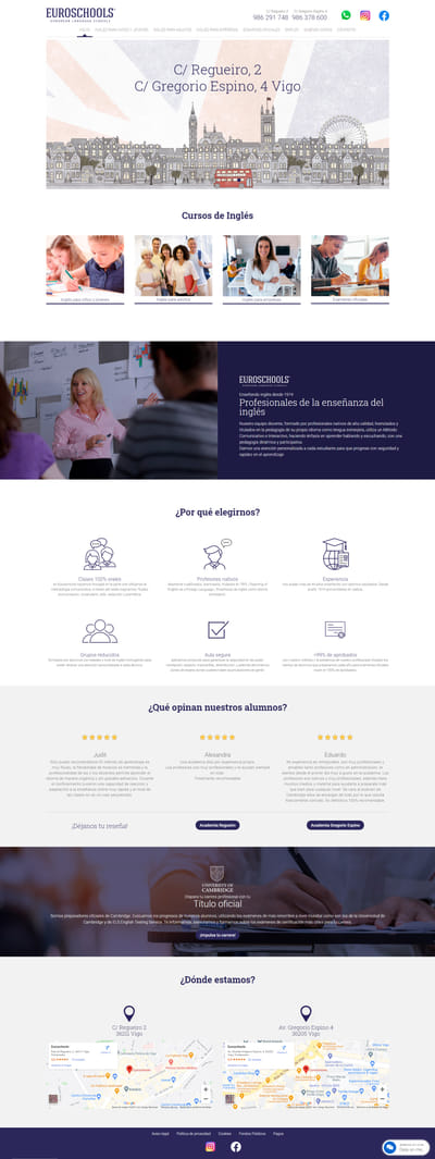 Desarrollo web Euroschools - Estrategia digital