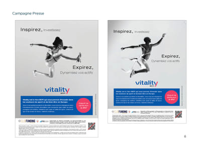 Création identité et campagne pub. CLUB FUNDING - VITALITY - Reclame