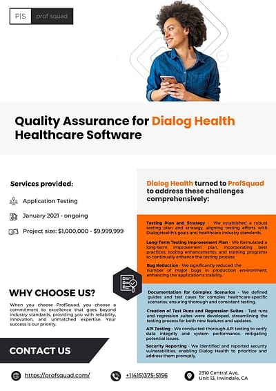 Quality Assurance for Dialog Health - Sviluppo di software