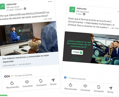 Diseño Web y Gestión Redes JobHunter - Réseaux sociaux